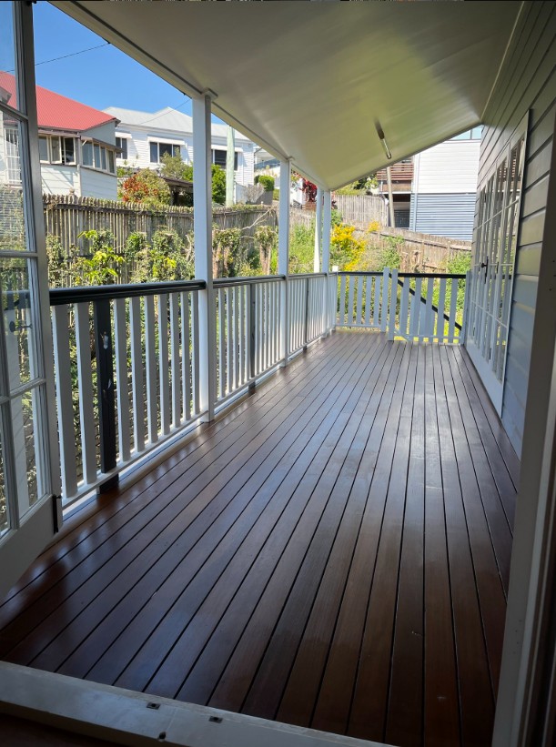 Timber Deck & White Balustrade